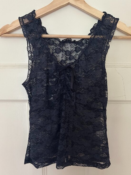 Brandy Melville Tops - Brandy Melville Lace Navy Top